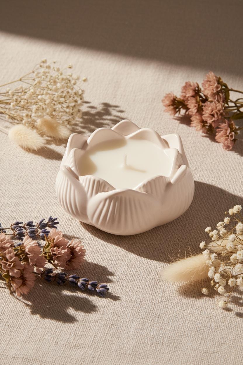 Candele profumate artigianali in cera di soia – Le Piccoline Loto 100 g | Vegan & cruelty-free | AriA Handmade Creations