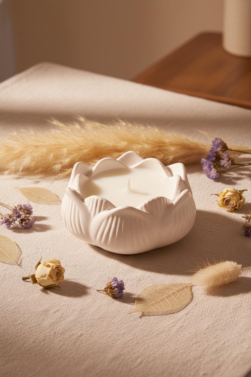 Candele profumate artigianali in cera di soia – Le Piccoline Loto 100 g | Vegan & cruelty-free | AriA Handmade Creations - immagine 3